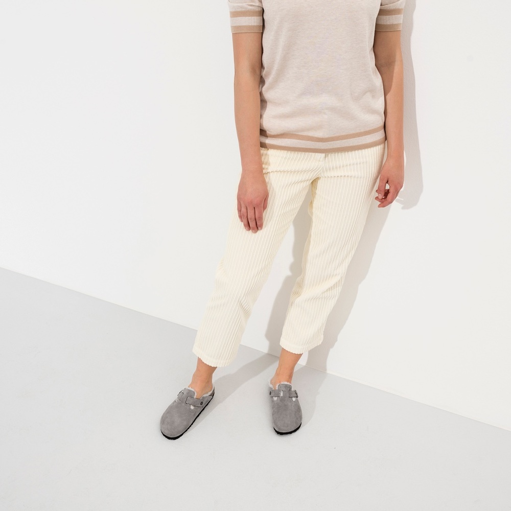 BIRKENSTOCK Boston Genuine Shearling Lined Clog in Stone Coin Suede Size 7-7.5US - Picture 11 of 16